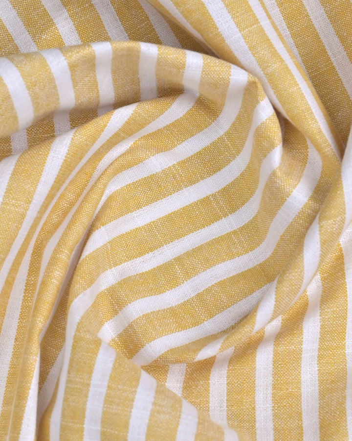 Mustard Yellow & White Stripes -Full-Bamboo Linen
