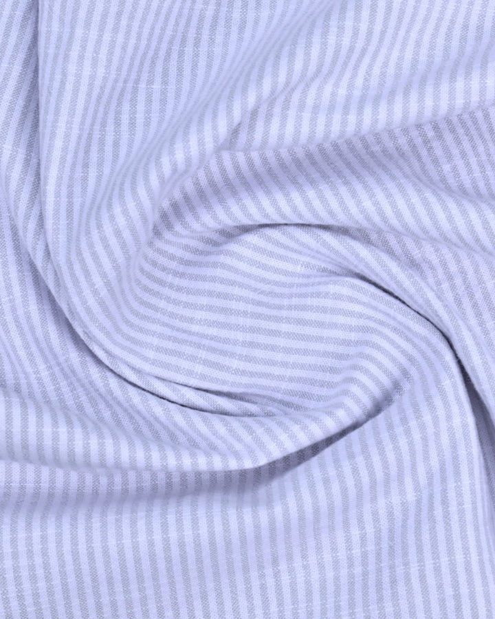Silver Grey Mini Stripes -Full-Cotton Linen Shirt