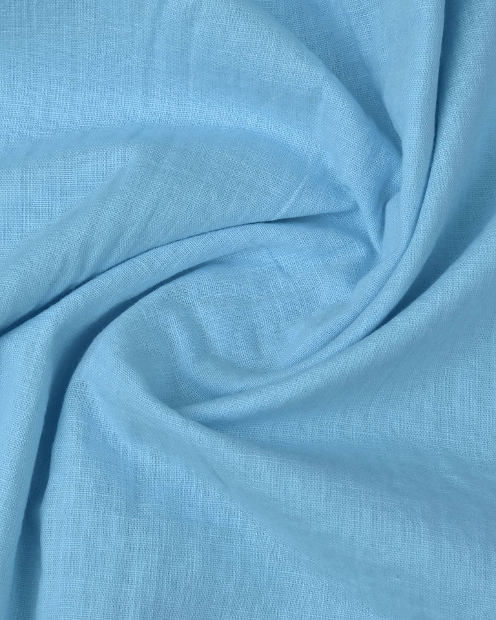 Sky Blue Solid-Full-Cotton Linen Shirt