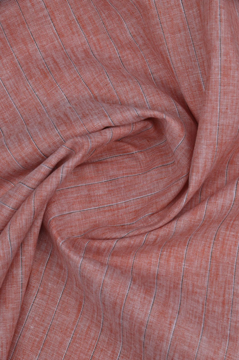 Tango Orange Dotted Line Stripes -Full-Bamboo Linen