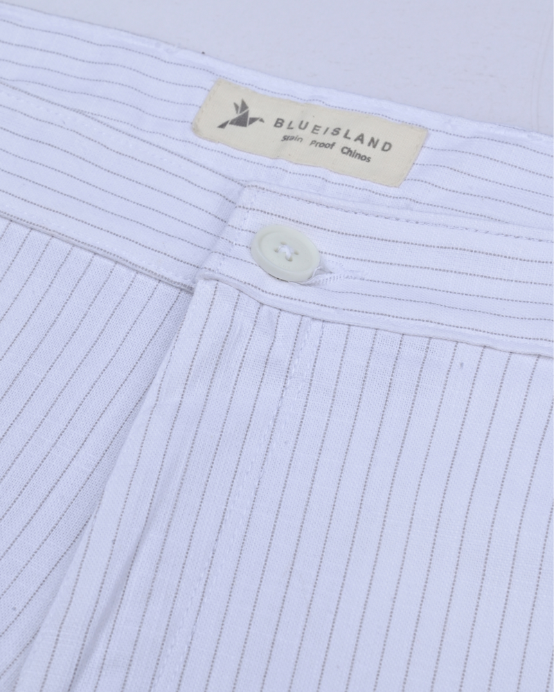 White Dotted Lines - 2 way stretch - COTTON PANT