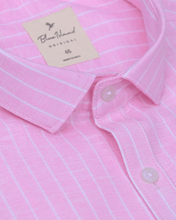 Rose Pink Stripes -Full-Bamboo Linen