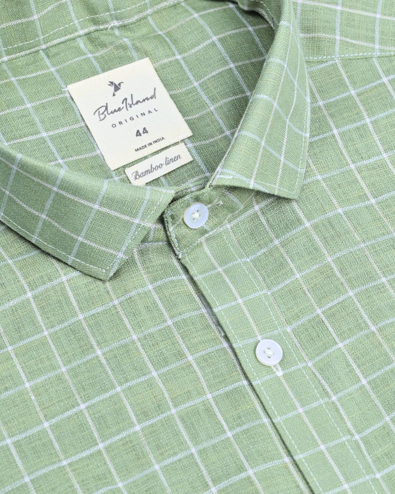 Sage Green Square Checks-Full-Bamboo Linen