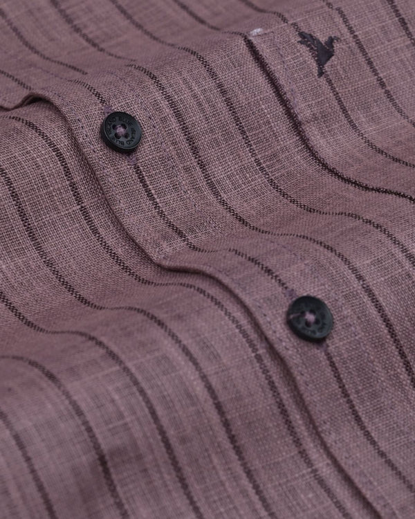 Dusty Wine Stripes -Full-Bamboo Linen