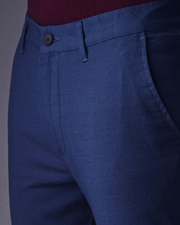 Steel Blue - 2 way stretch - COTTON LINEN PANT