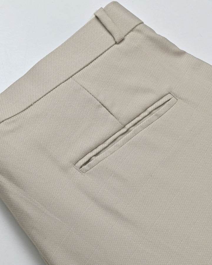 Cream Mesh Printed- Wrinkle free Formal Pant