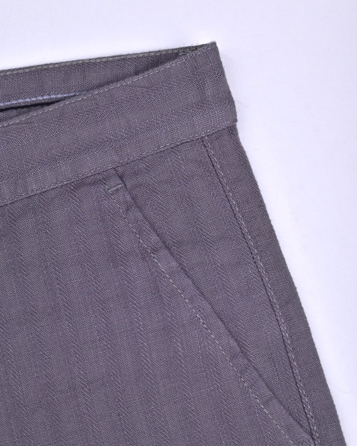 Grey Stripes - 2 way stretch - COTTON LINEN PANT
