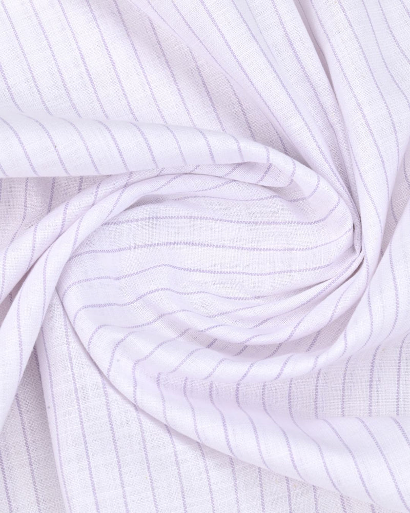 White & Violet Dotted Line Stripes -Full-Bamboo Linen