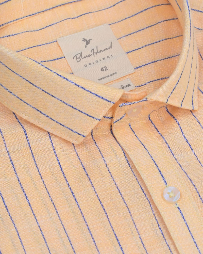 Fawn Orange Stripes -Full-Bamboo Linen