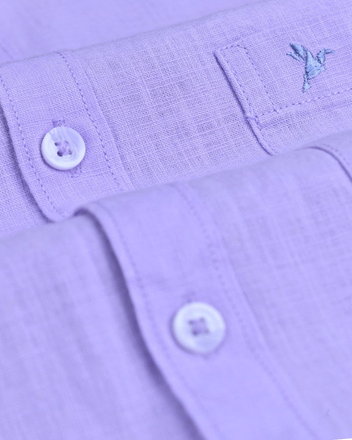 Mild Lavender Solid-Full-Cotton Linen Shirt