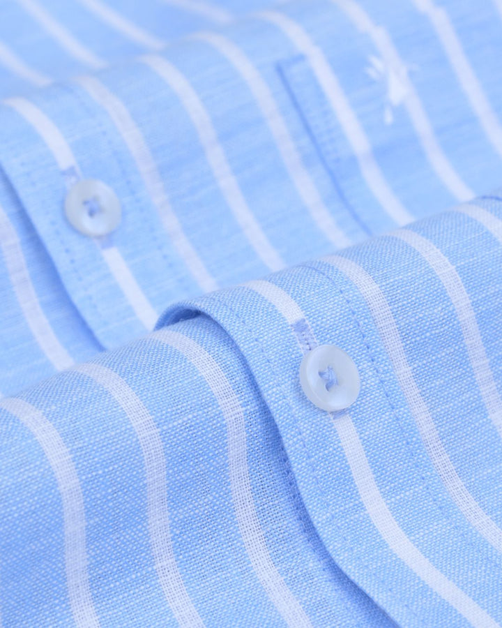 Sky Blue Stripes -Full-Bamboo Linen
