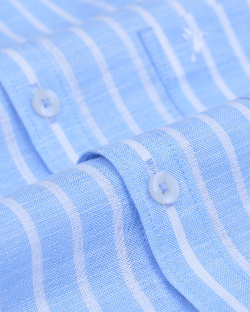 Sky Blue Stripes -Full-Bamboo Linen