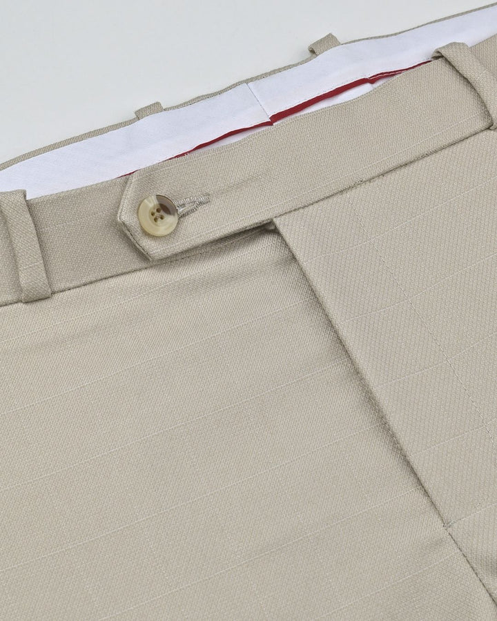 Cream Mesh Printed- Wrinkle free Formal Pant