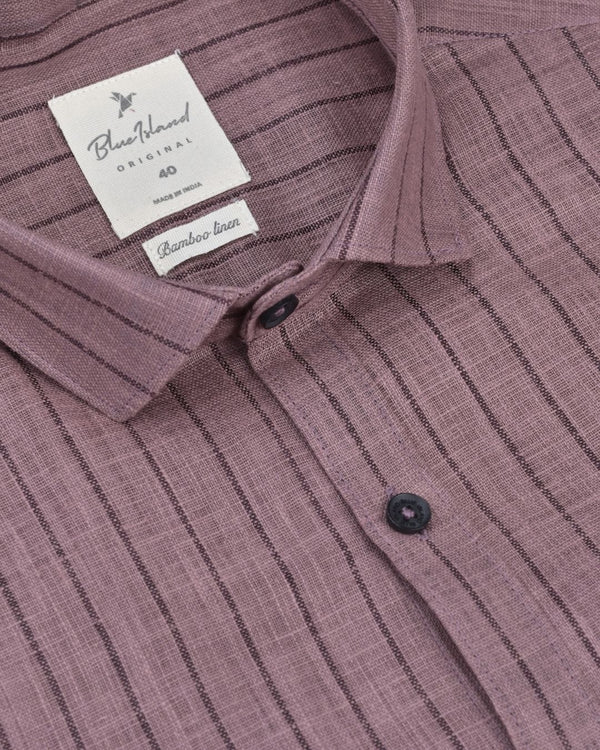 Dusty Wine Stripes -Full-Bamboo Linen