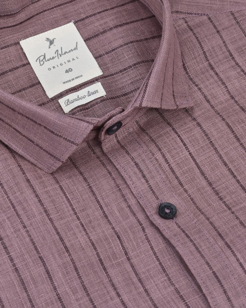 Dusty Wine Stripes -Full-Bamboo Linen