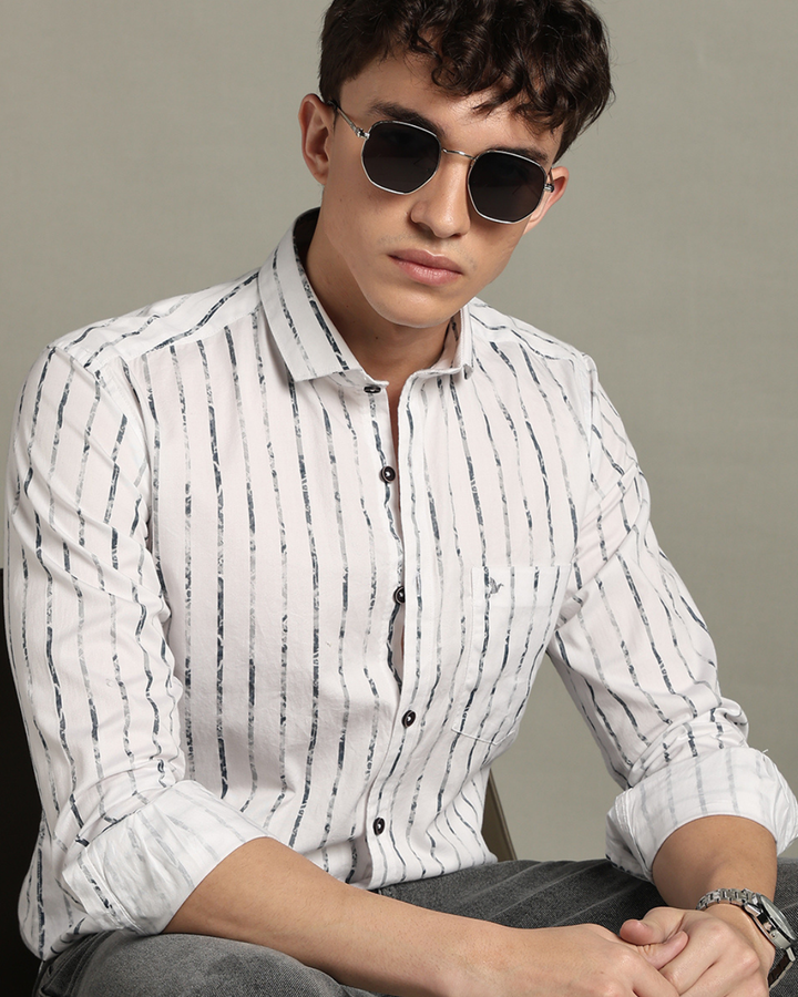 White & Military Line Stripes -Full-Stain Proof