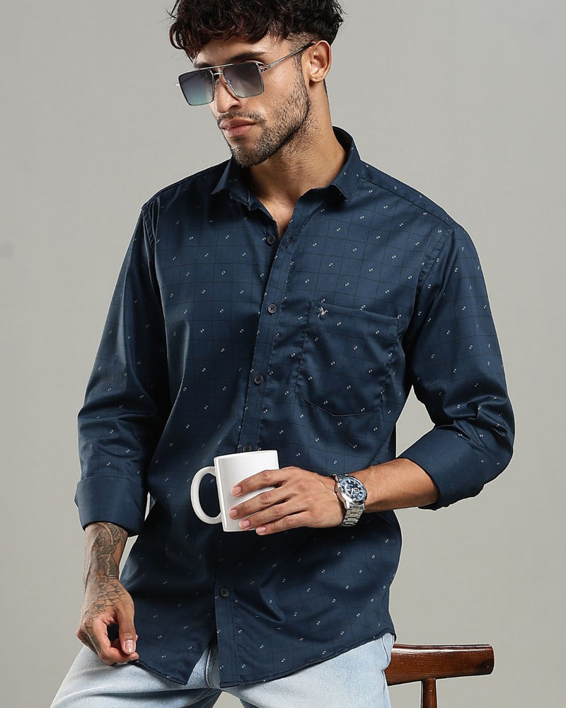 Navy Signal Box Print -Full-Stain Proof