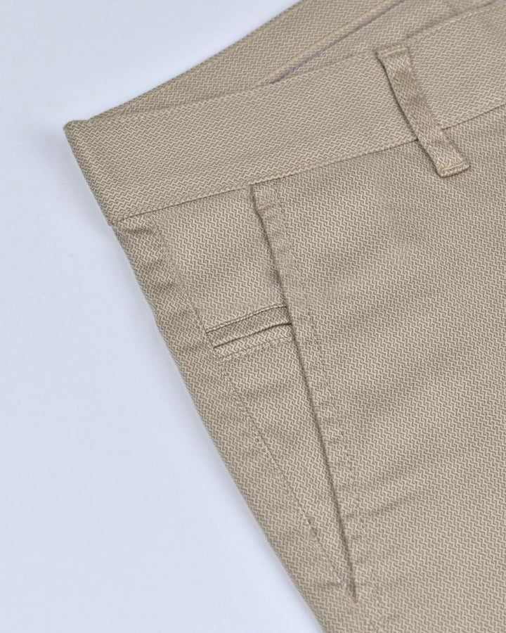Cream Spiral Printed - 2 way stretch - COTTON PANT