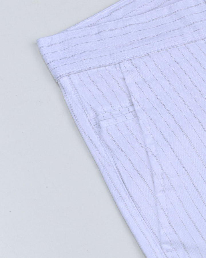 White Line Stripes - 2 way stretch - COTTON LINEN PANT