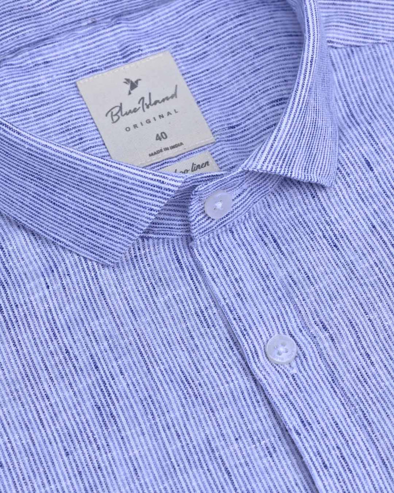 Denim Grid Stripes -Full-Bamboo Linen