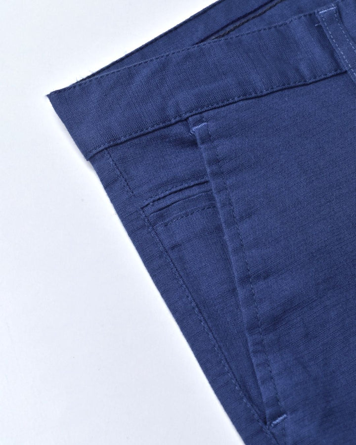 Steel Blue - 2 way stretch - COTTON LINEN PANT