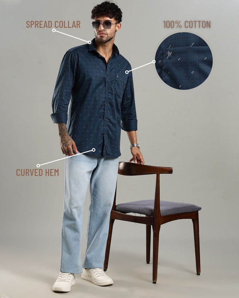 Navy Signal Box Print -Full-Stain Proof