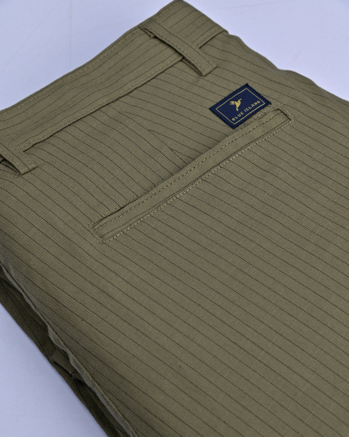 Green Dotted Lines - 2 way stretch - COTTON LINEN PANT