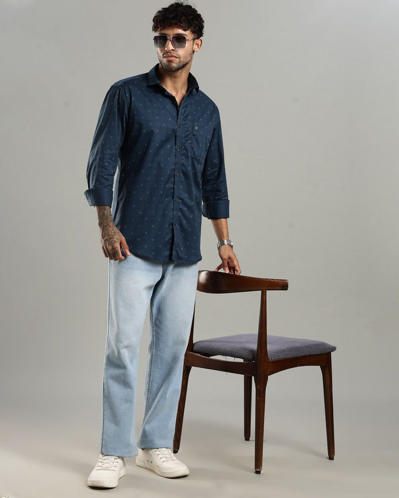 Navy Signal Box Print -Full-Stain Proof