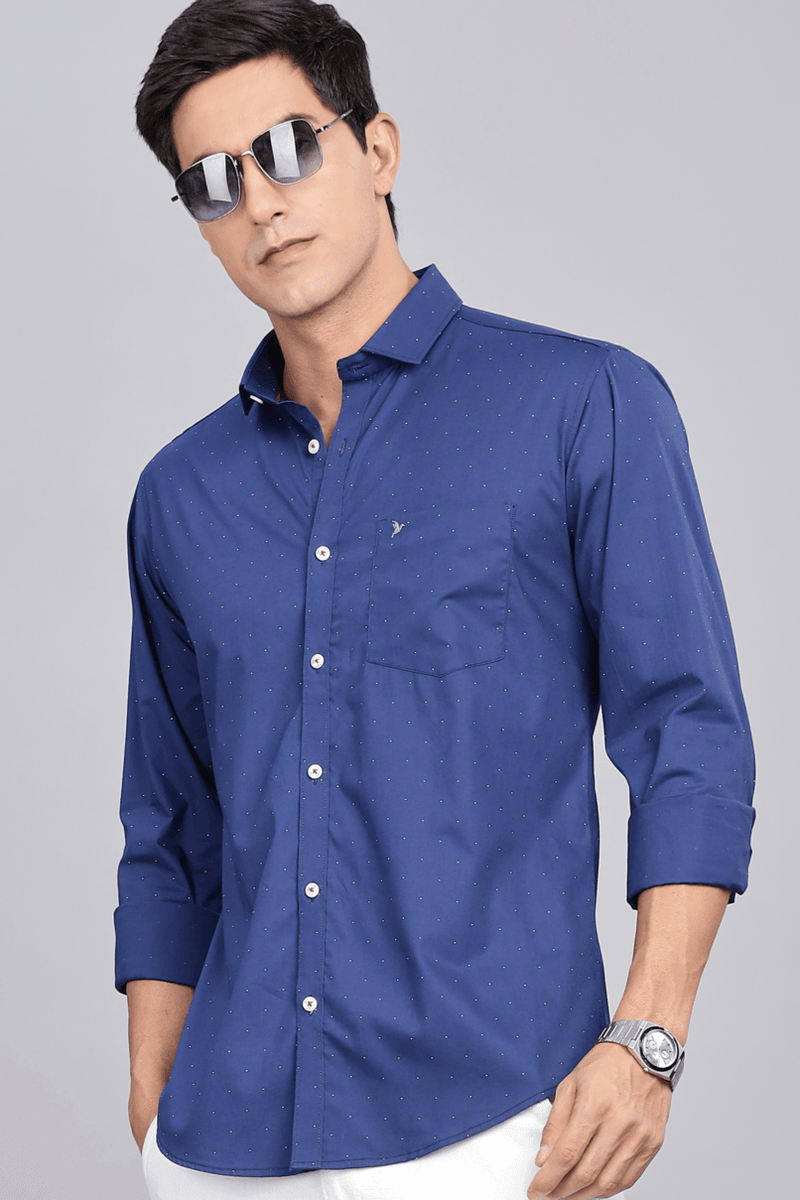 Navy Double dot Print -Full-Stain Proof