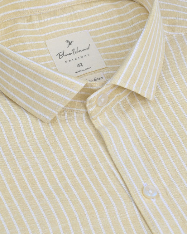 Golden Yellow Stripes -Full-Bamboo Linen