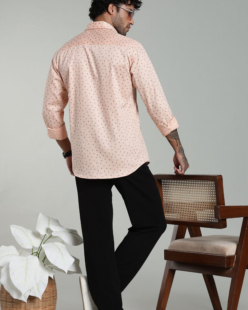 Peach Orange Petal Print-Full-Stain Proof