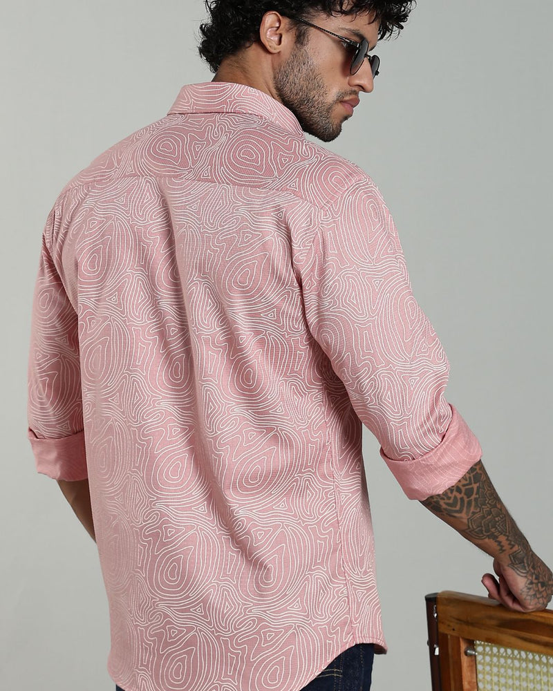 Pastel Pink Wavy Lines Print-Full-Stain Proof