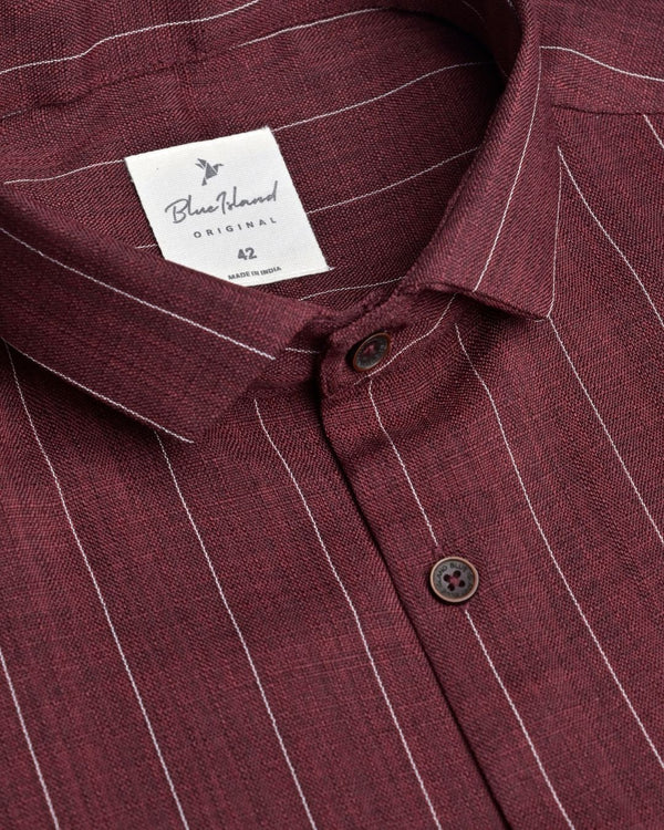 Plum Red Linear Pattern - Half Sleeve - Airlite Shirt