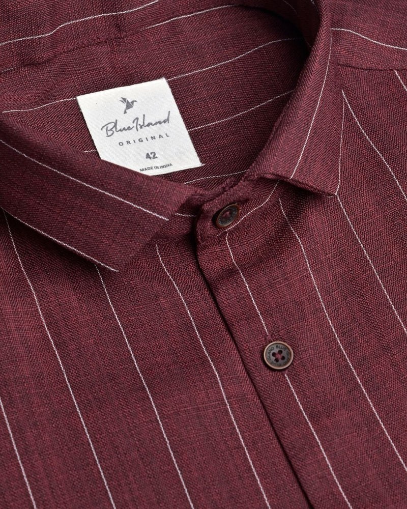 Plum Red Linear Pattern - Half Sleeve - Airlite Shirt