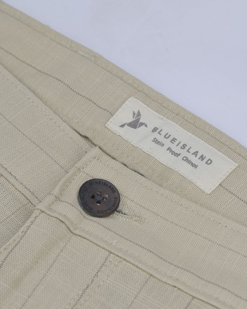 Cream Vertical Stripes - 2 way stretch - COTTON PANT