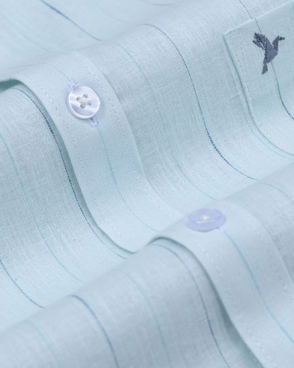 Mint Green Multi Stripes -Full-Bamboo Linen