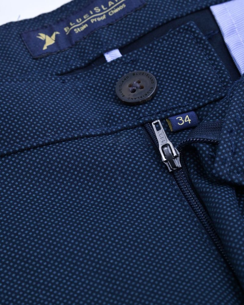 Navy Diamond Printed - 2 way stretch - COTTON PANT