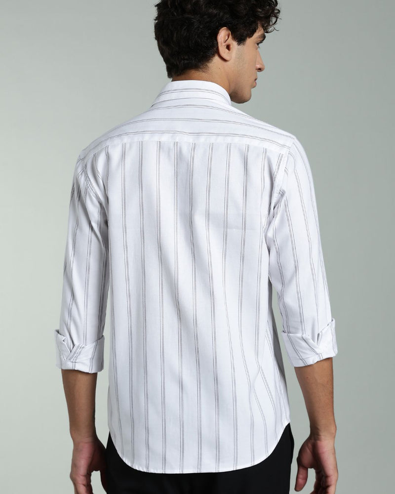 White & Black Multi Line Stripes- Full-Stain Proof