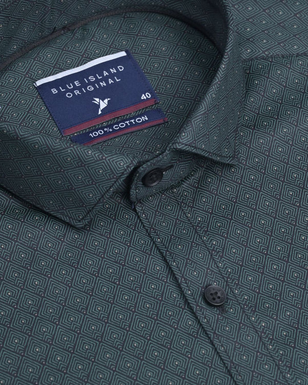 Black and Hunter Green Diamond print - Half Sleeve - Stain Proof