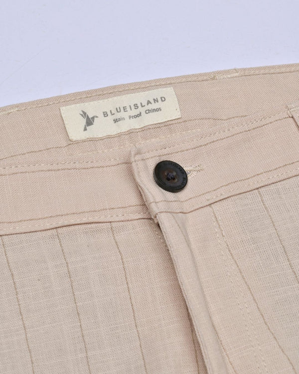 Cream Vertical Stripes - 2 way stretch - COTTON PANT