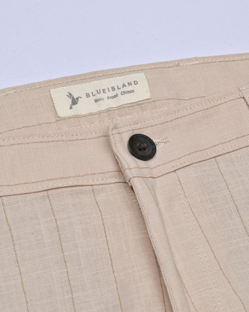 Cream Vertical Stripes - 2 way stretch - COTTON PANT