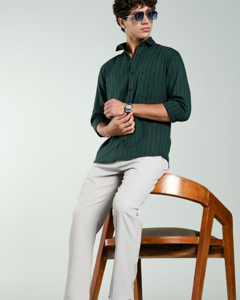 Dark Emerald Green Stripes- Full-Stain Proof