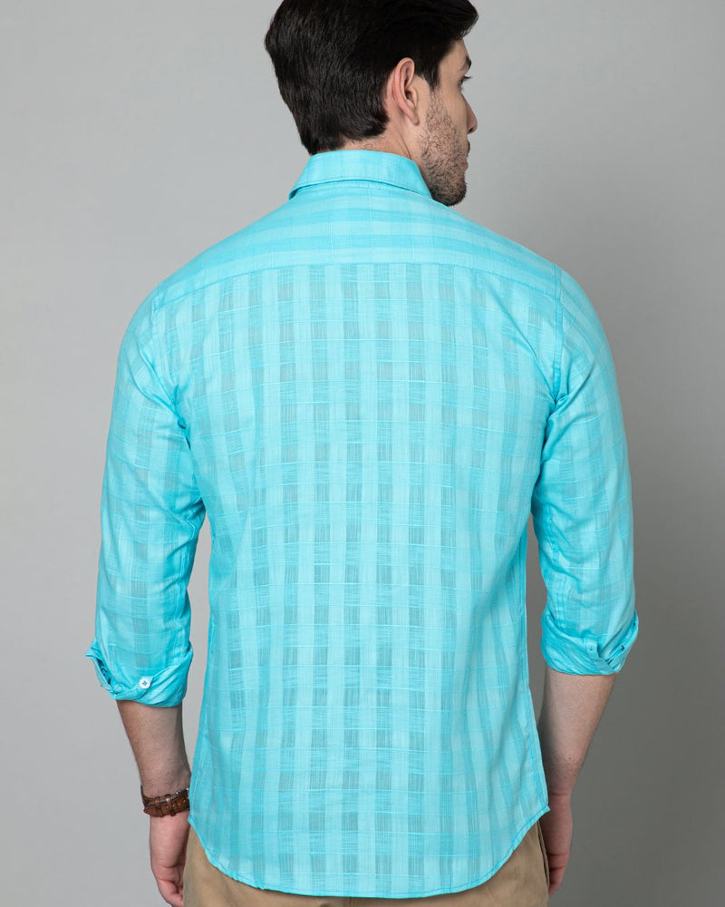 Aqua Blue Self Checks - Full-Stain Proof