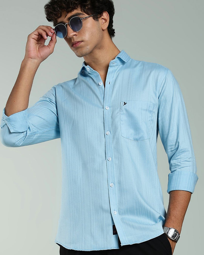 Sky Blue Self Design - Full-Stain Proof