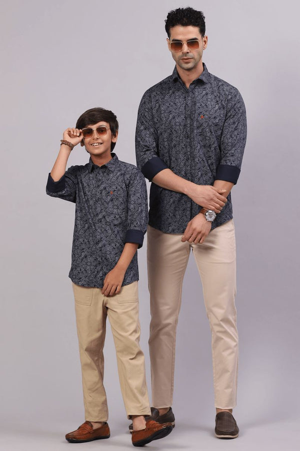 FATHER & SON - Navy Ancient Print