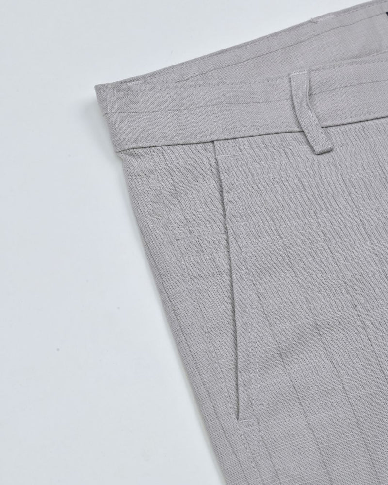 Dusty Grey Vertical Stripes - 2 way stretch - COTTON PANT