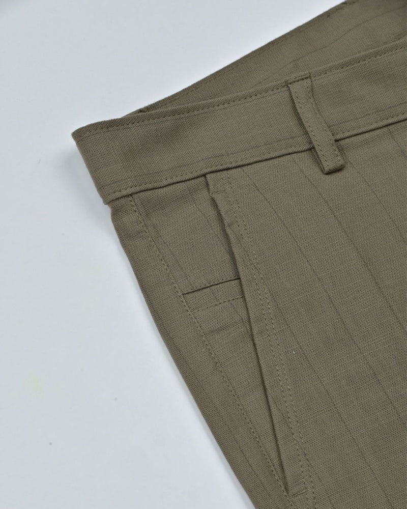 Brown Vertical Stripes - 2 way stretch - COTTON PANT