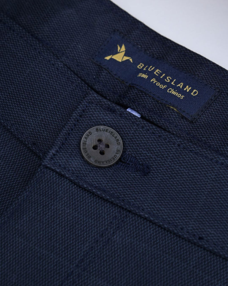 Navy Wavy Checked - 2 way stretch - COTTON PANT