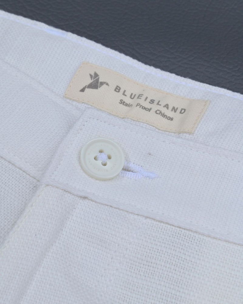 Textured White - 2 way stretch - COTTON PANT