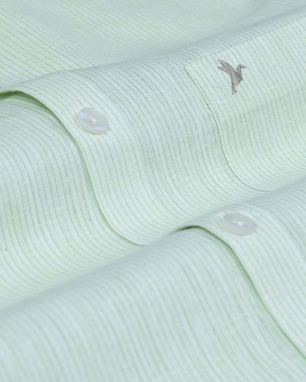 Neon Green Small Stripes -Full-Bamboo Linen